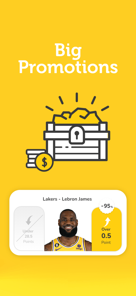 ParlayPlay Fantasy Sports Game - ParlayPlay app screenshot showcasing big promotions and a LeBron James over 0.5 point player prop pick.