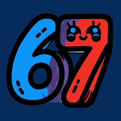 the numbers 67