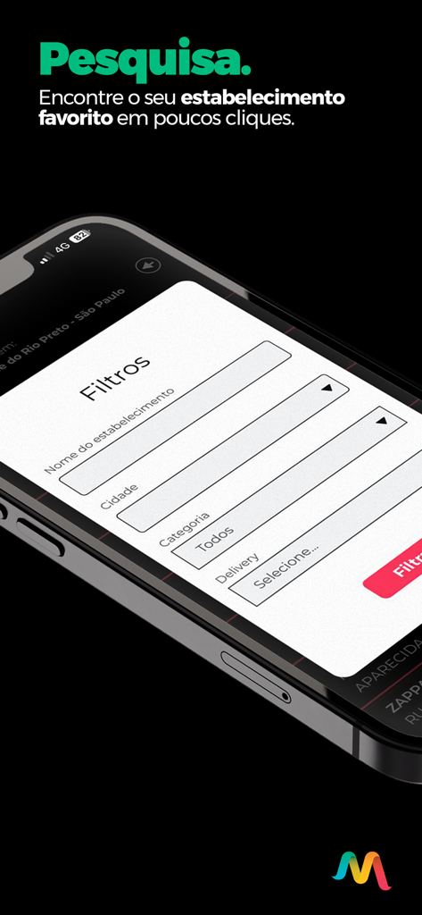 Megavale Usuário - Search filters screen in the Megavale Usuario app for finding partner establishments