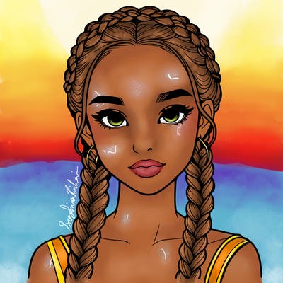 realistic girl with braids