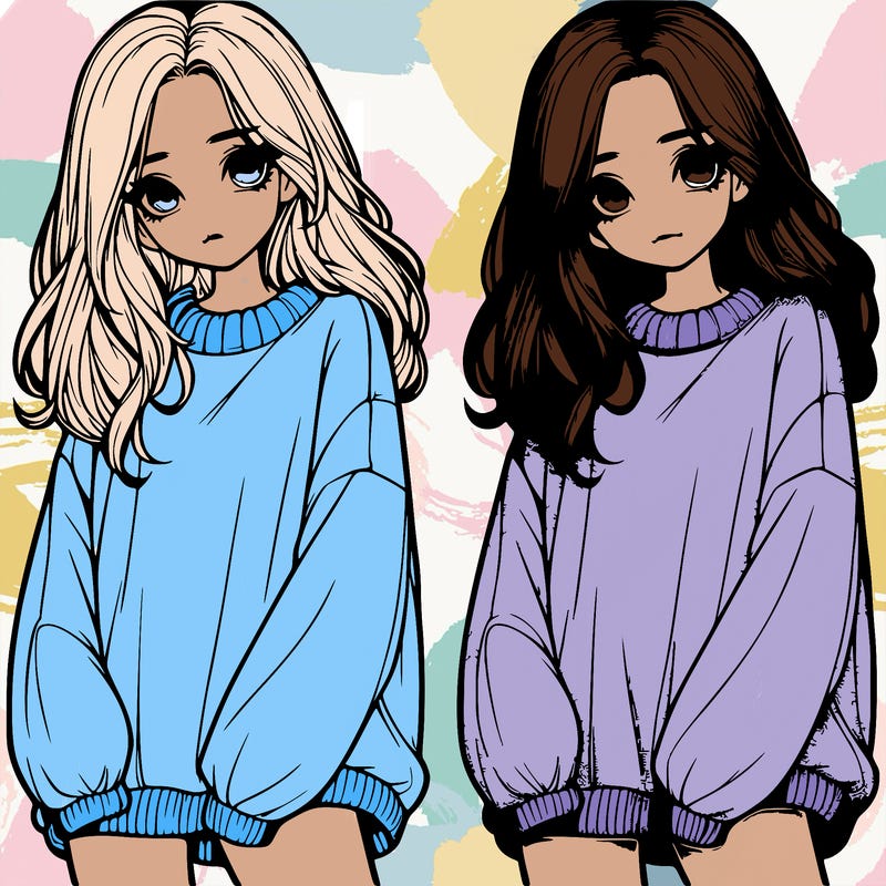 realistic girl with baggy sweater