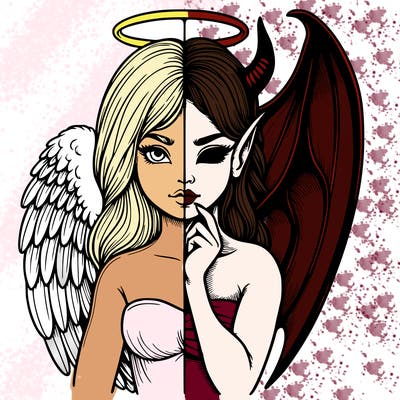 realistic angel half demon