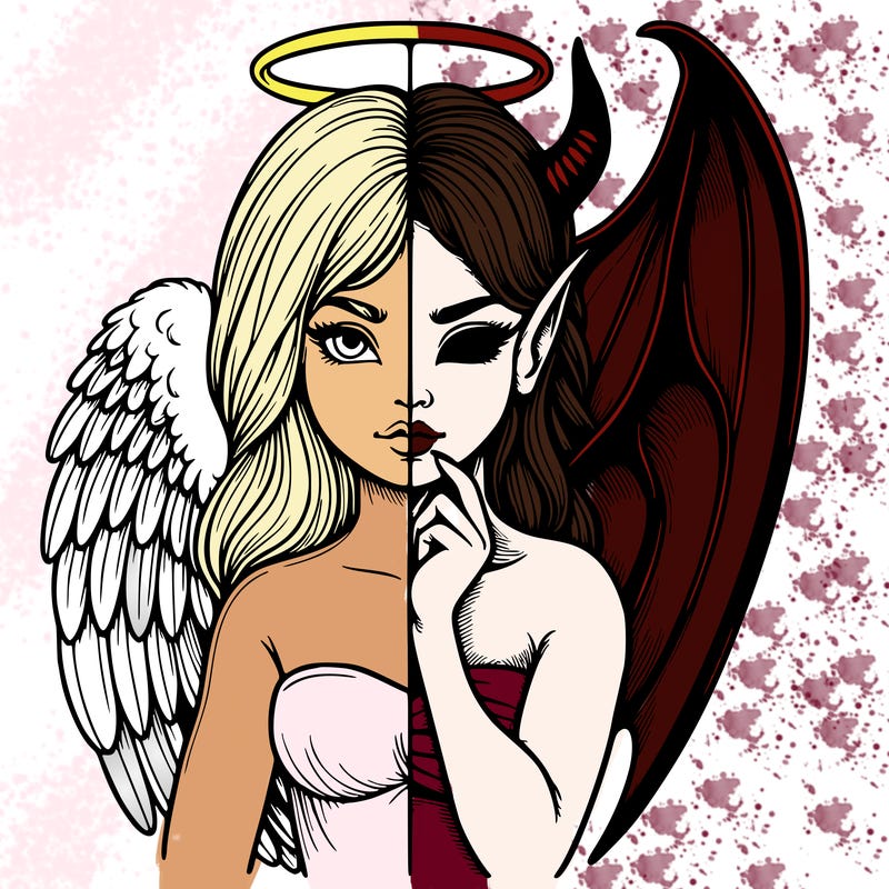 realistic angel half demon