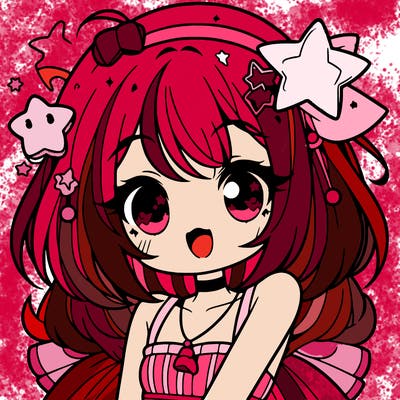 cute anime girl with star accessories