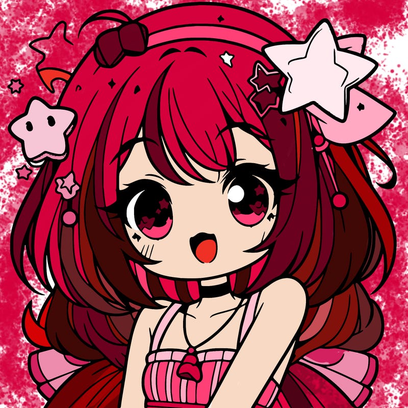 cute anime girl with star accessories