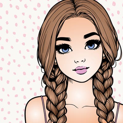 realistic girl with braids