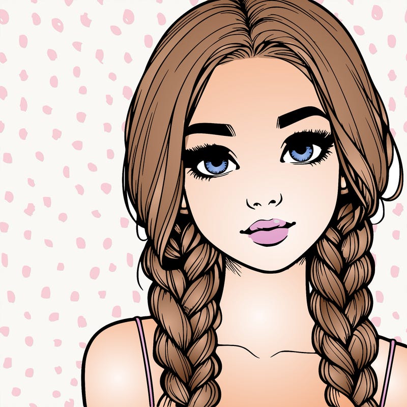 realistic girl with braids