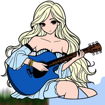 beautiful girl playing the guitar