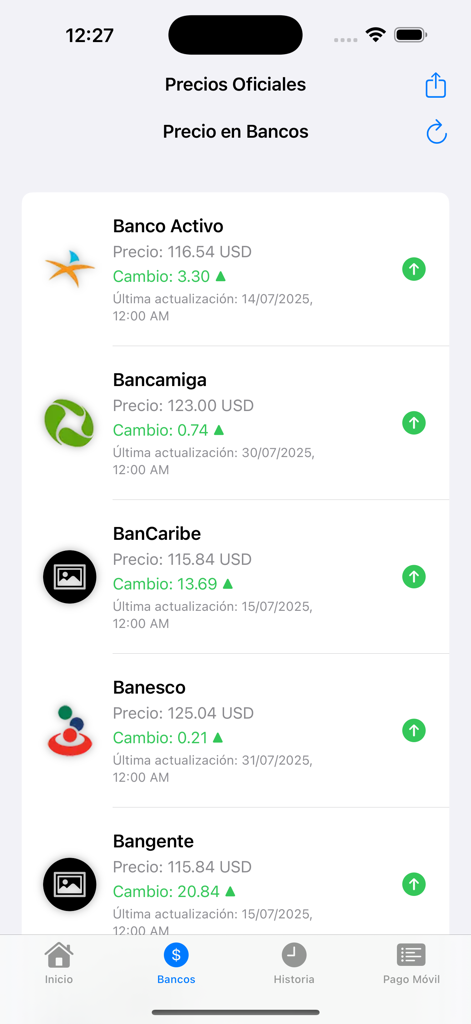 Dolar Al Dia Venezuela - Echtzeit-Dollar-Wechselkurse für verschiedene venezolanische Banken in der App Dolar Al Dia.