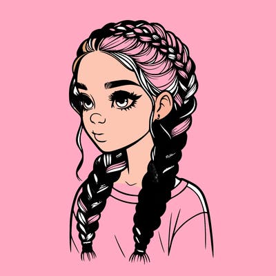 realistic girl with braids