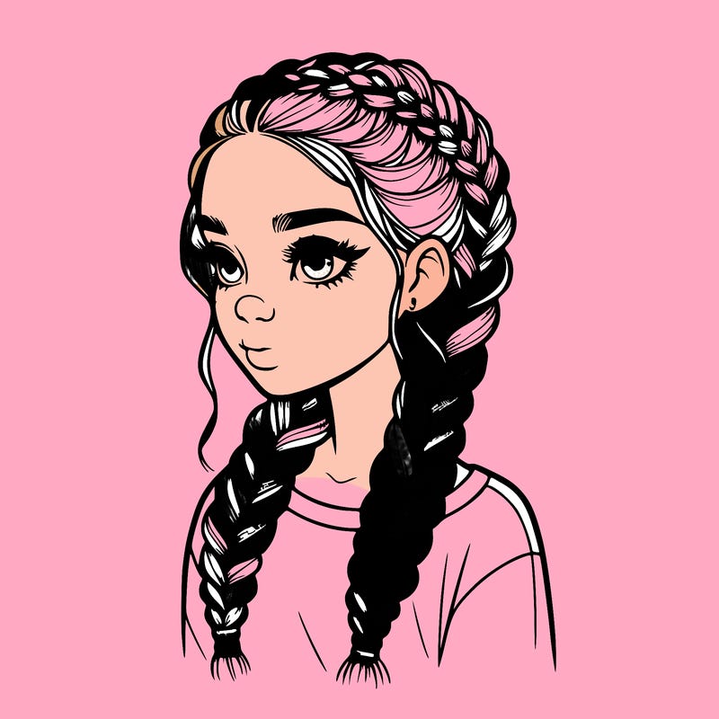 realistic girl with braids