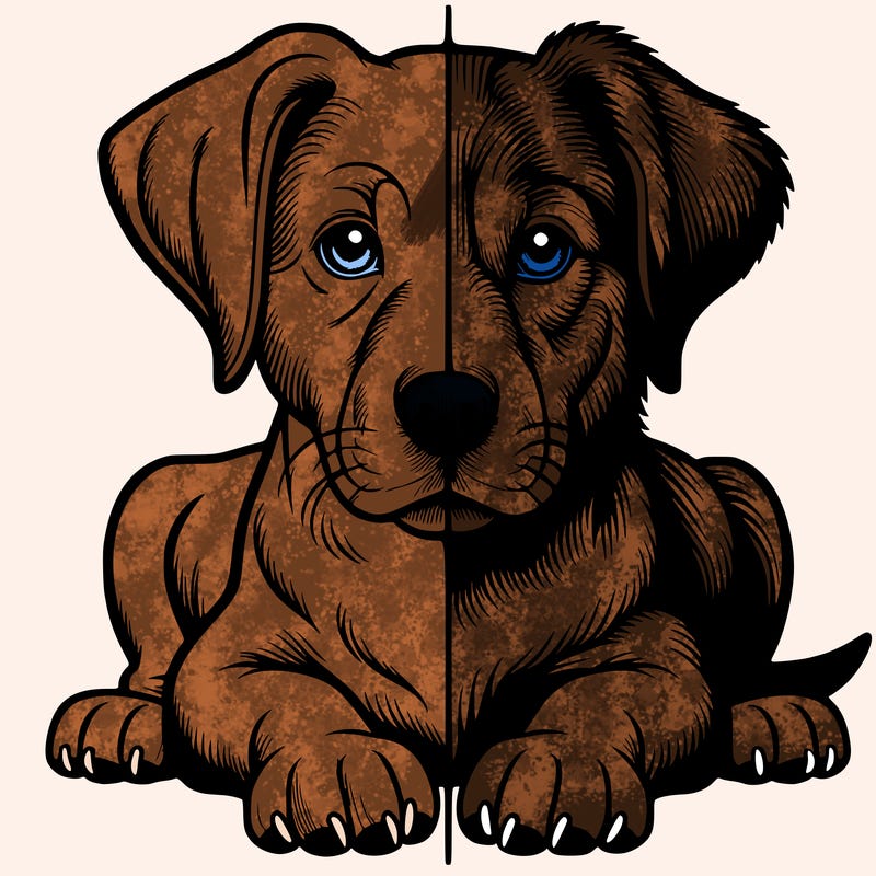 realistic dog split picture