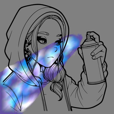a realistic girl, spray painting