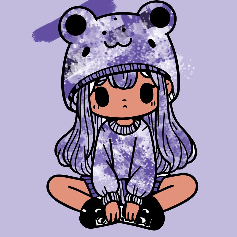 a girl wearing a frog hat and some frog socks