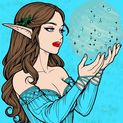 realistic elf girl doing magic