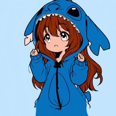 anime girl in a stitch onsie