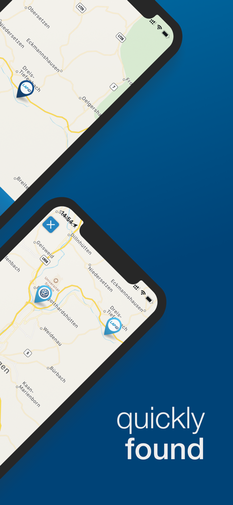 Kartenansicht in der LapID Fahrer-App mit Standorten von Führerscheinkontrollstellen