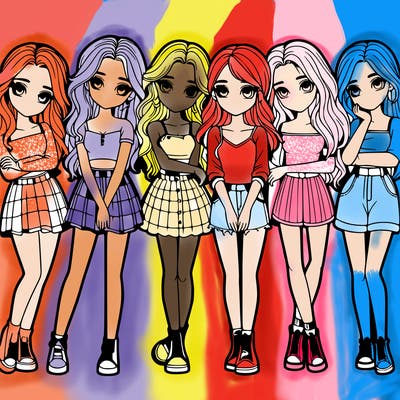 a group of girls realistic