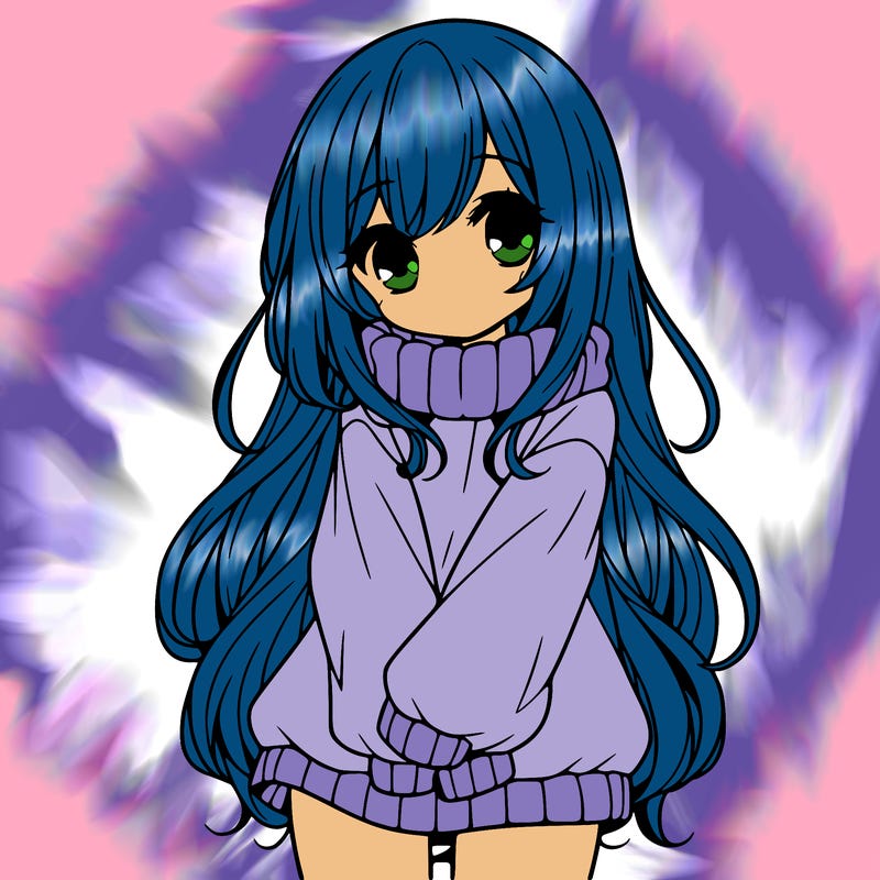 cute manga girl with long sweater