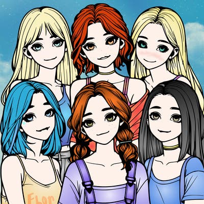 a group of girls realistic