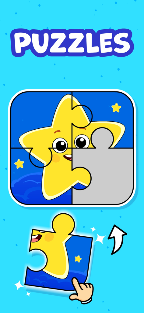 Eine bunte Sternfiguren-Puzzle in einem Lernspiel für Kleinkinder.