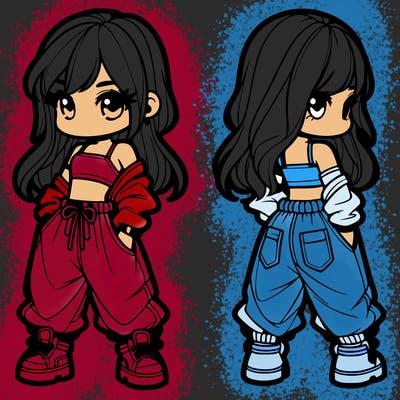 girl in crop top and baggy pants