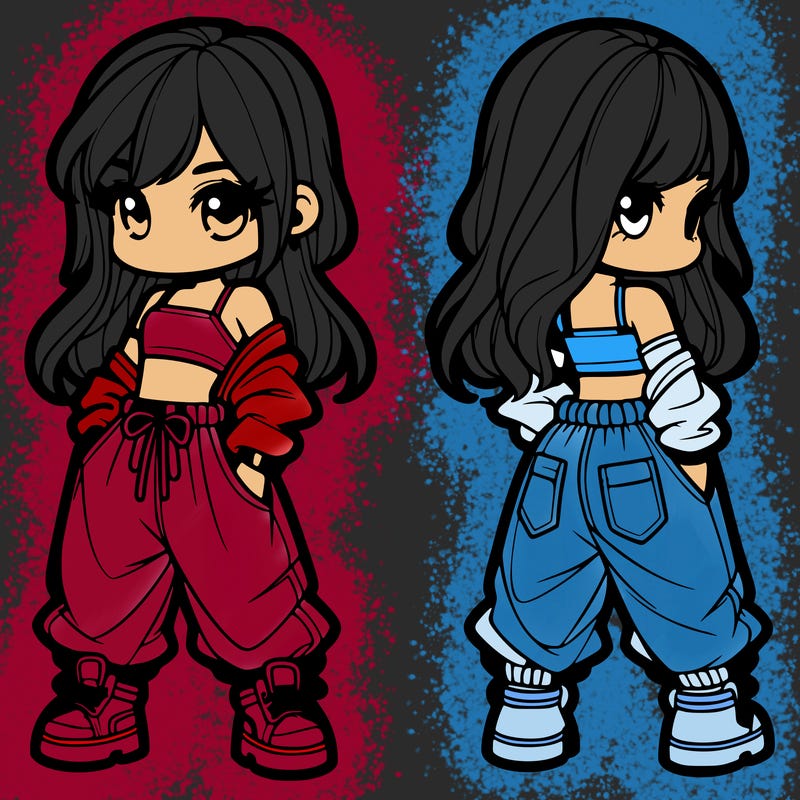 girl in crop top and baggy pants