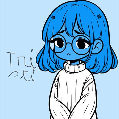 sad girl with glasses in a sweater