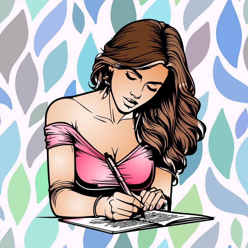 realistic female writing poetry