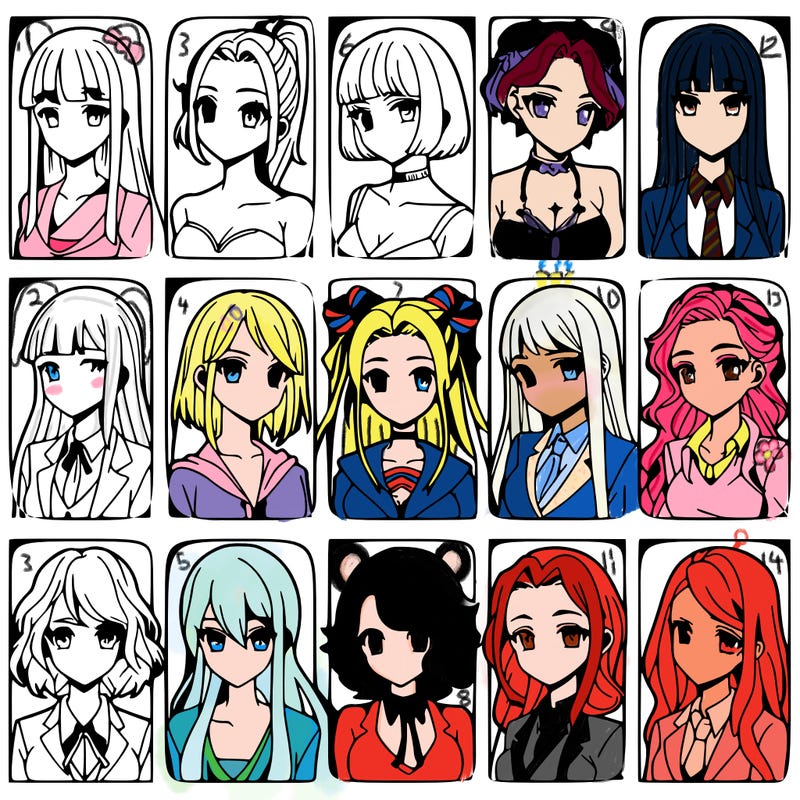 girls that look diffrent anime