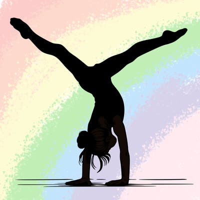 realistic gymnastic hand stand girl in four splits