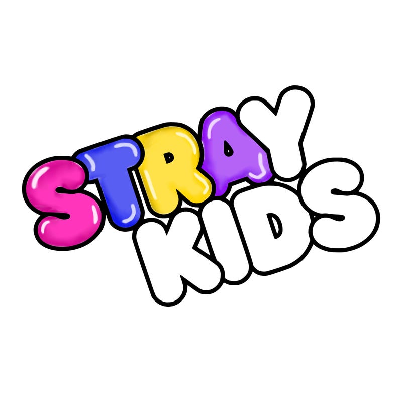 bubble letters saying stray kids