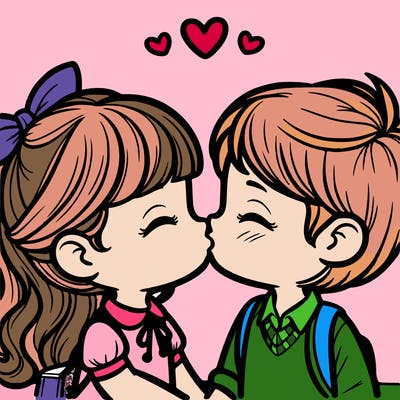 boy and girl kissing