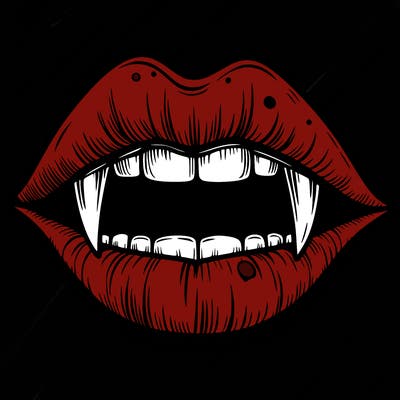 lips with vampire teeth