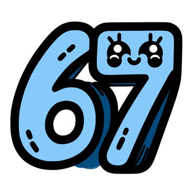 the numbers 67