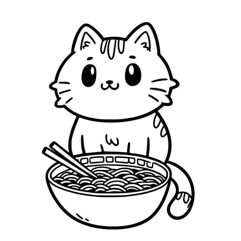 cat sitting in ramen