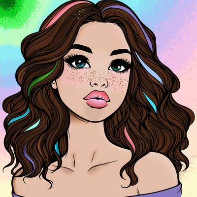 realistic girl with wavy hair and lips