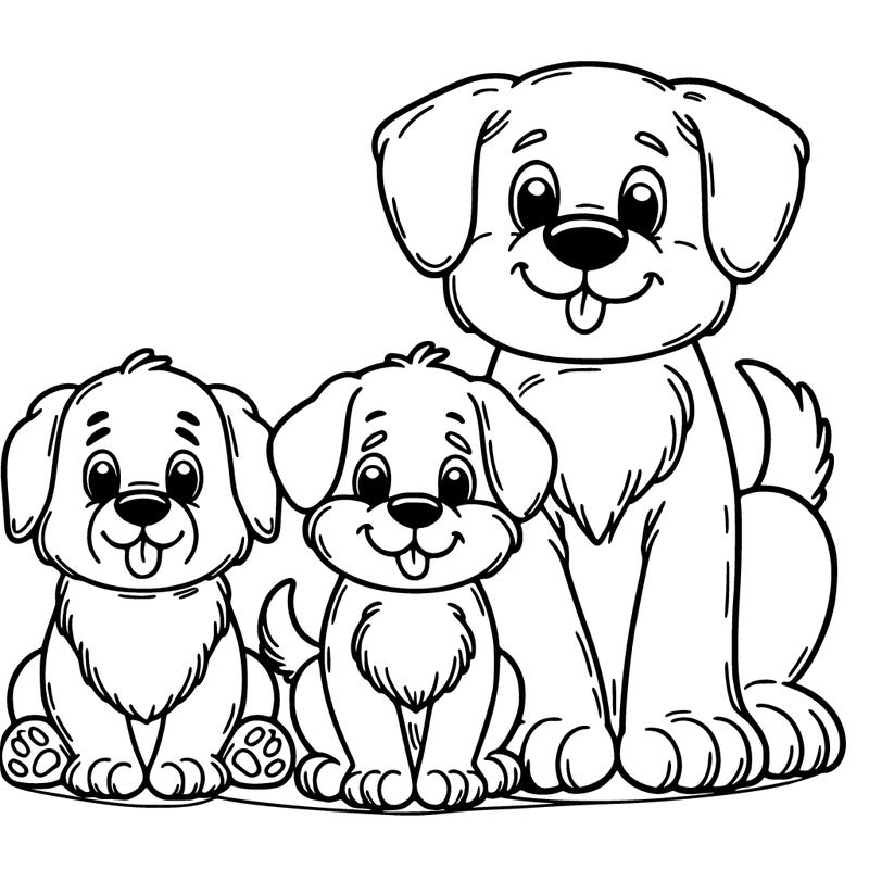 three dogs sitting by each other one small one big and one large