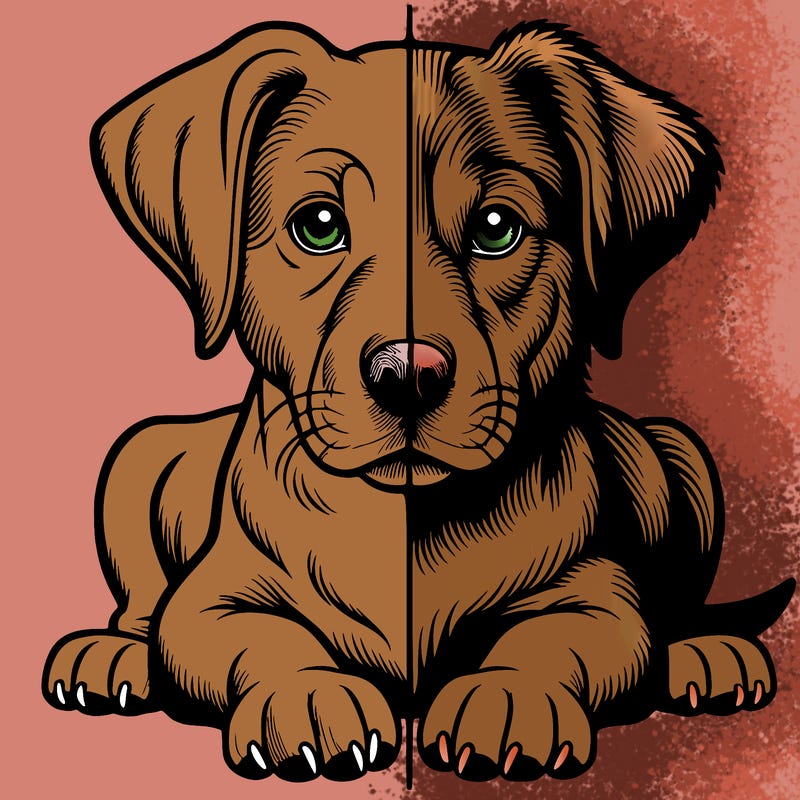 realistic dog split picture