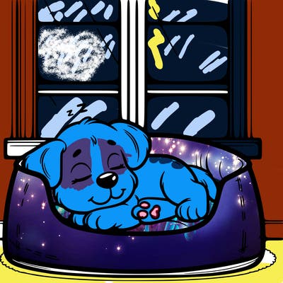 puppy sleeping in dog bed