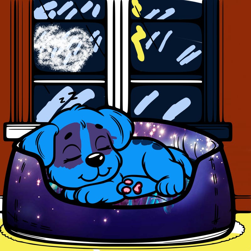 puppy sleeping in dog bed