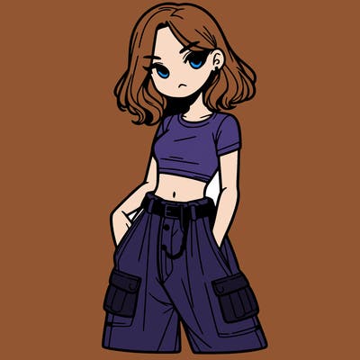 girl with crop top and baggy pants
