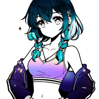 anime girl wearing crop top