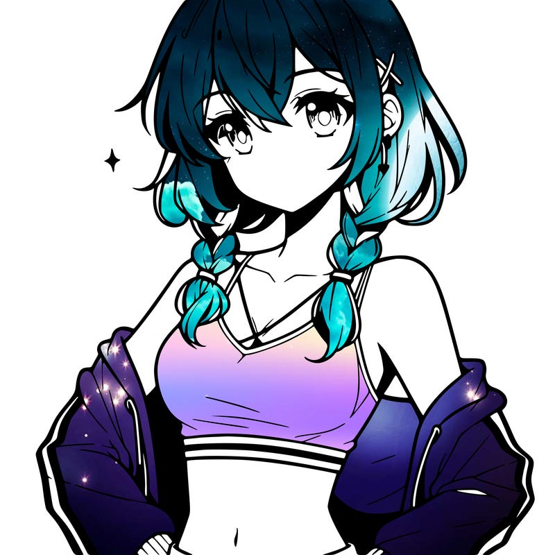 anime girl wearing crop top