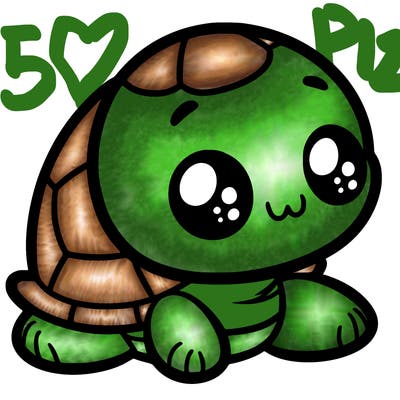 cute little animated turtle