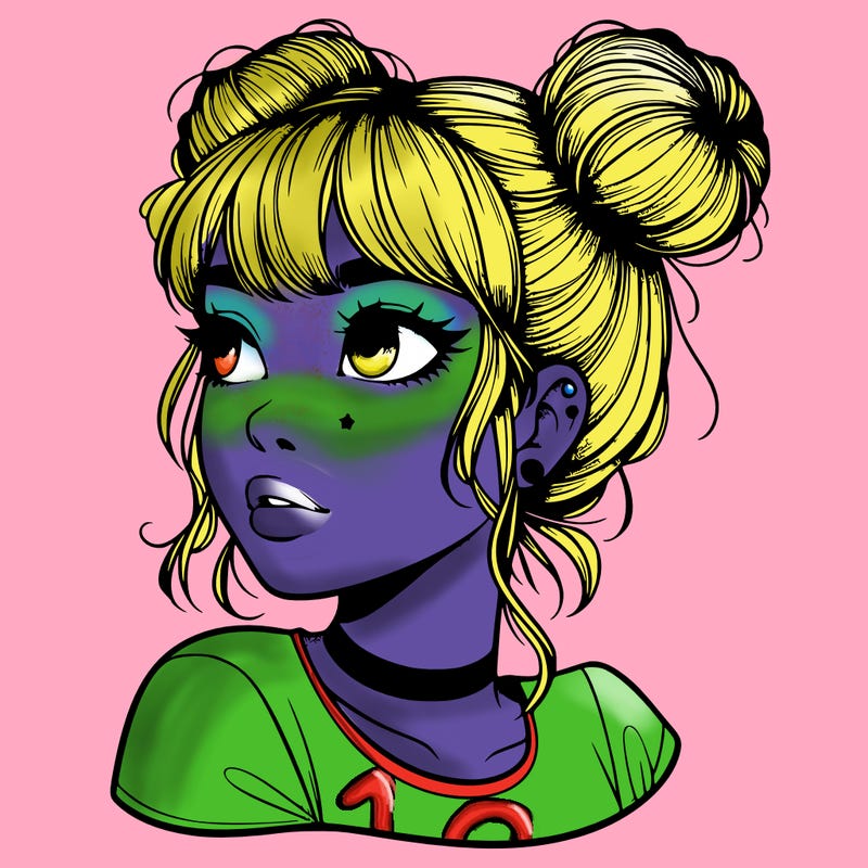 realistic girl with spacebuns