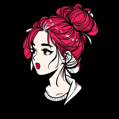 realistic teenage girl with a messy bun