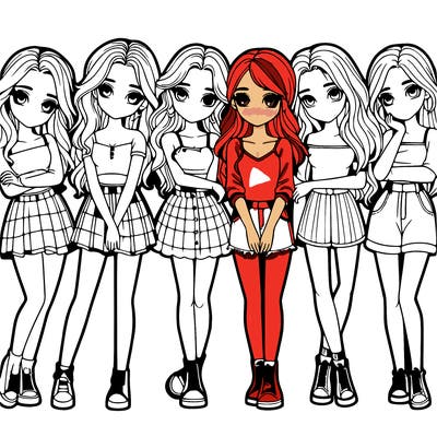 a group of girls realistic