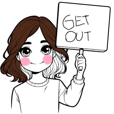 realistic girl holding up a sign