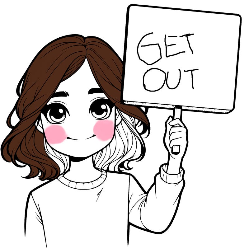 realistic girl holding up a sign